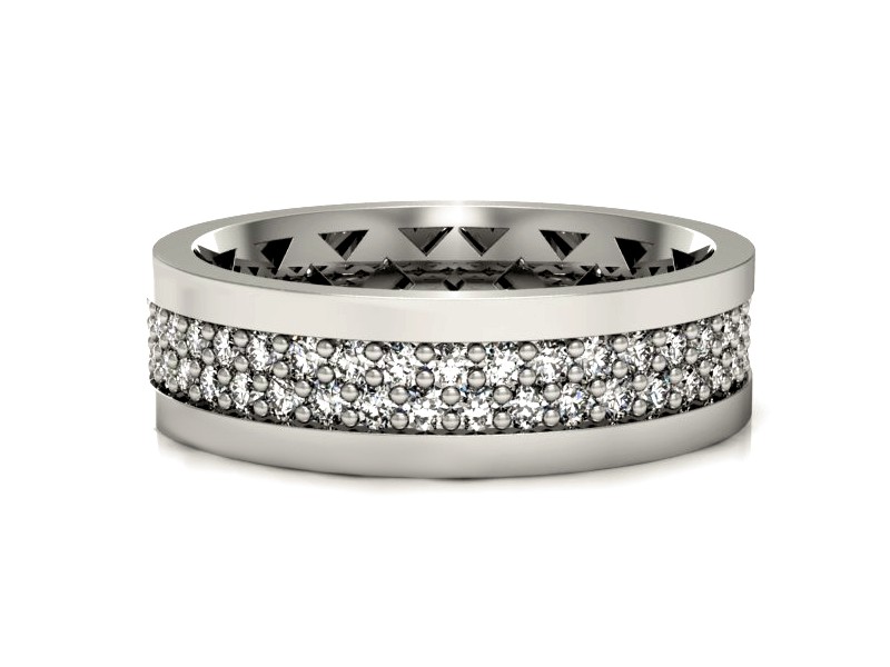 Obrączka damska z brylantami białe złoto - P15119b — zdjęcie 3