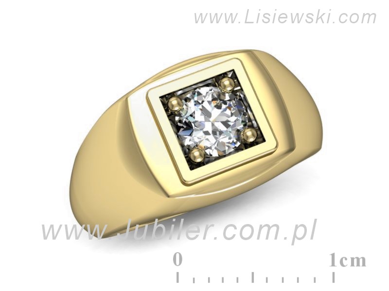Sygnet męski złoty z brylantem żółte złoto - P15123z — zdjęcie 3
