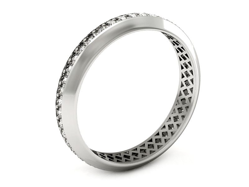 Pierścionek obrączka z brylantami białe złoto - P15124b — zdjęcie 3