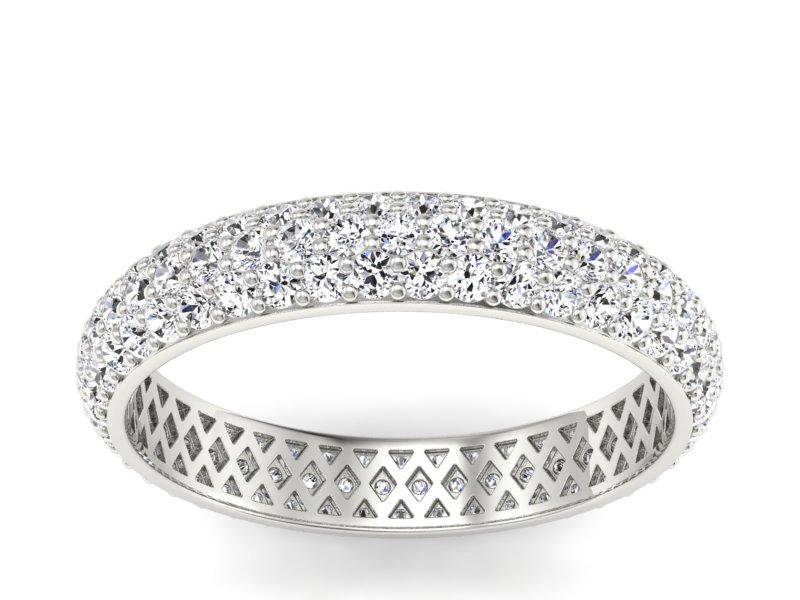 Pierścionek obrączka z brylantami białe złoto - P15125b