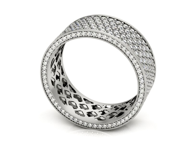 Pierścionek obrączka z brylantami białe złoto - P15126b — zdjęcie 3