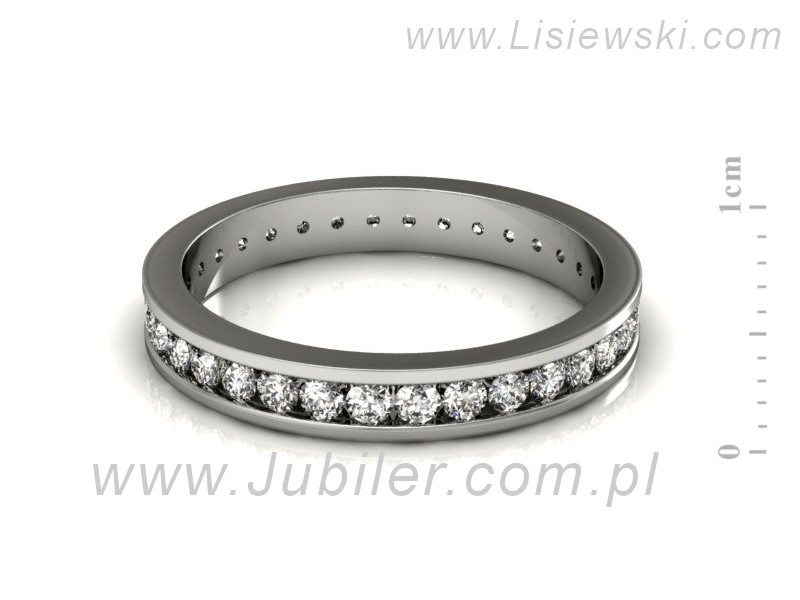 Obrączka z brylantami białe złoto soczewkowa - p15127b — zdjęcie 2