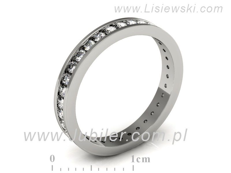 Obrączka z brylantami białe złoto soczewkowa - p15127b — zdjęcie 3