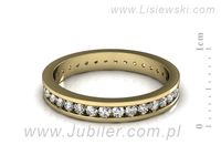 Obrączka z brylantami żółte złoto płaska soczewkowa - p15127z- 2