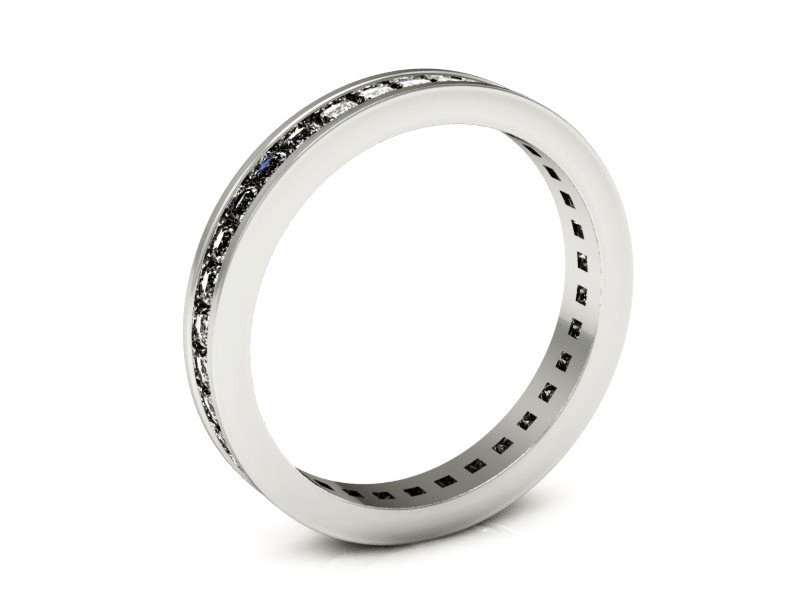 Obrączka białe złoto z diamentami soczewkowa - p15128b — zdjęcie 3