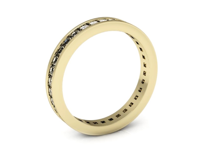 Obrączka żółte złoto z diamentami soczewkowa - p15128z — zdjęcie 3