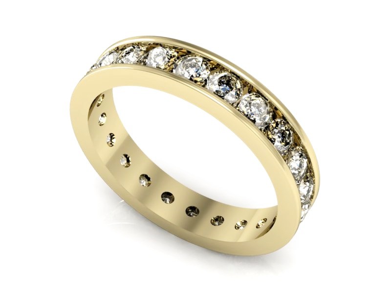 Obrączka z brylantami żółte złoto soczewkowa - p15129z