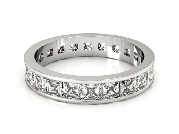 Obrączka białe złoto z diamentami próba 585 - p15130b