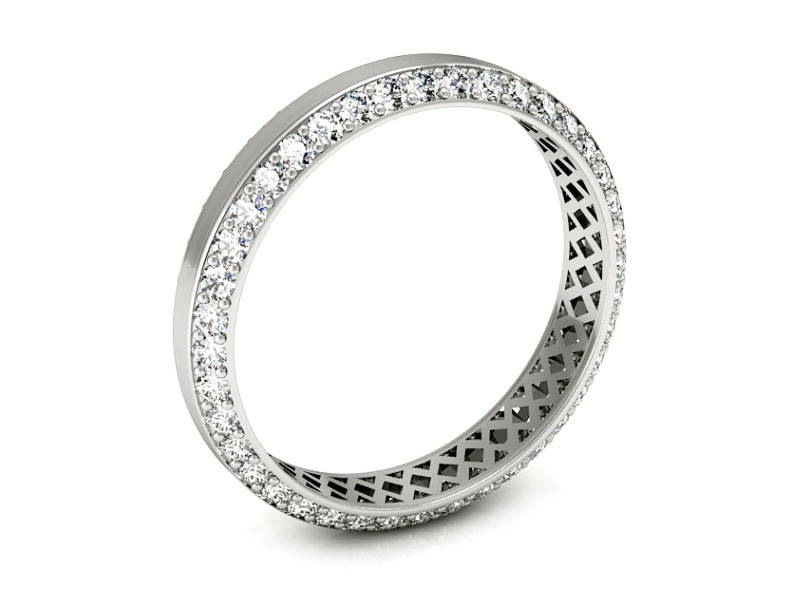 Obrączka z brylantami białe złoto soczewkowa - p15134b — zdjęcie 3