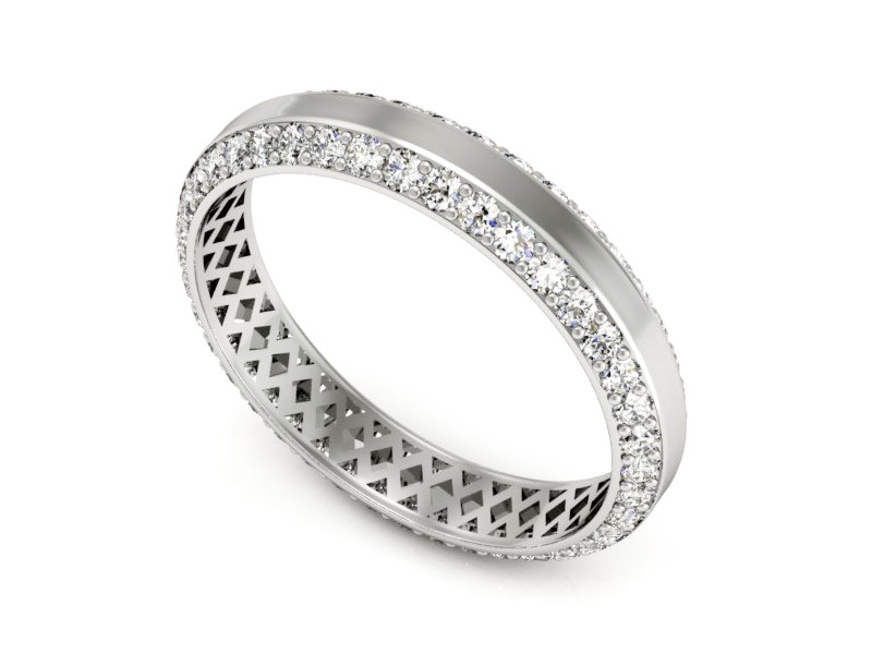 Obrączka z brylantami białe złoto soczewkowa - p15134b