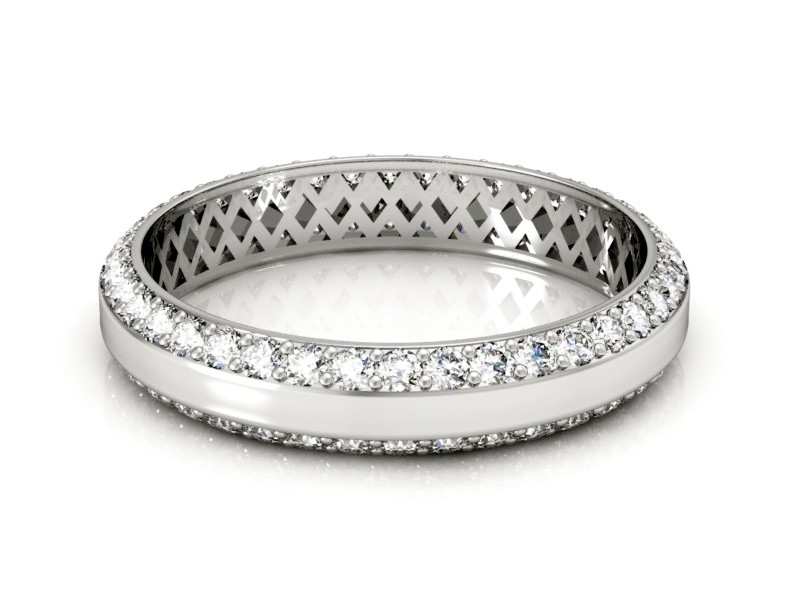 Obrączka z brylantami białe złoto soczewkowa - p15134b — zdjęcie 2