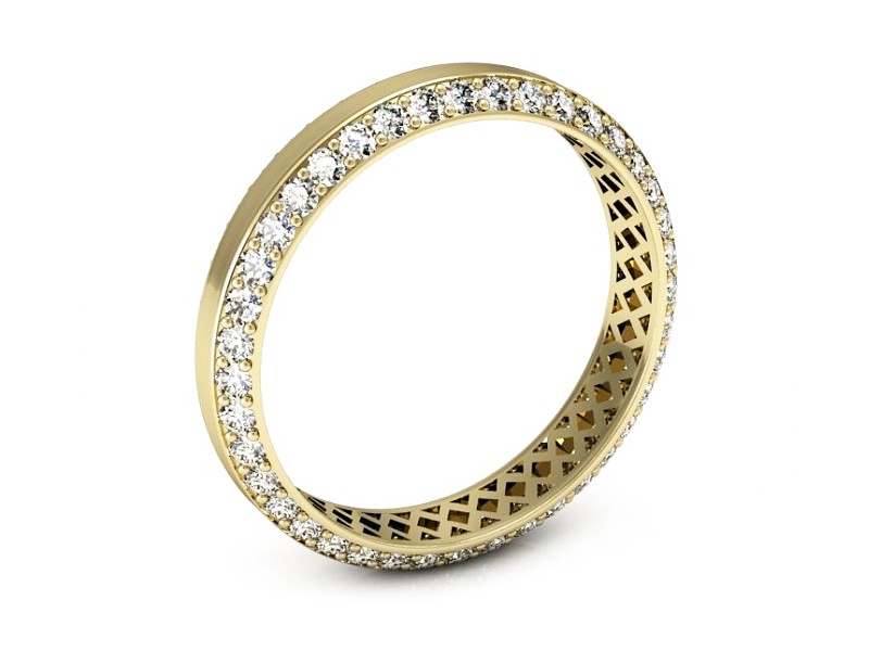 Obrączka z brylantami żółte złoto soczewkowa - p15134z — zdjęcie 3