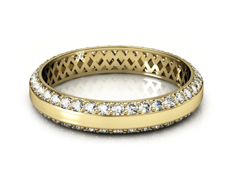 Obrączka z brylantami żółte złoto soczewkowa - p15134z — zdjęcie 2