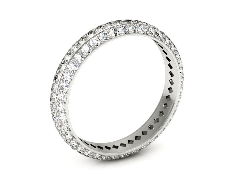 Obrączka z brylantami białe złoto półokrągła - p15135b — zdjęcie 3