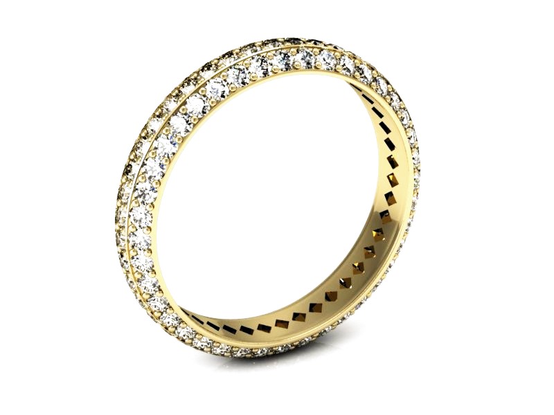 Obrączka z brylantami żółte złoto półokrągła - p15135z — zdjęcie 3