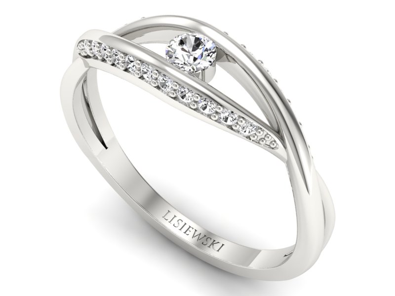 Pierścionek z platyny z brylantami - p15136pt — zdjęcie 3