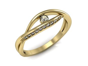 Pierścionek zaręcznynowy z diamentami żółte złoto - p15136z - 1