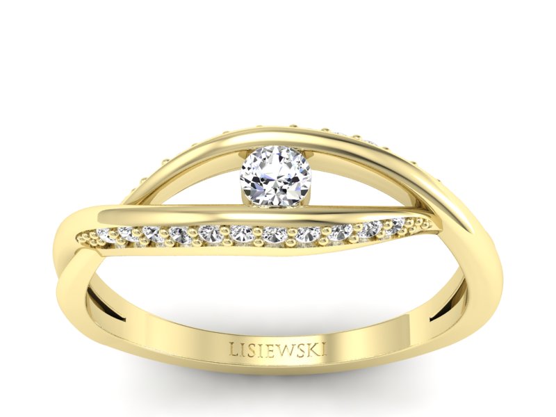 Pierścionek zaręczynowy z diamentami żółte złoto - p15136z