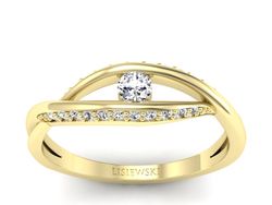 Pierścionek zaręczynowy z diamentami żółte złoto - p15136z