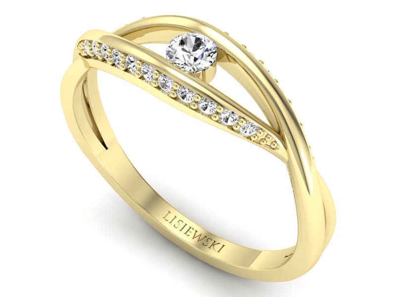 Pierścionek zaręczynowy z diamentami żółte złoto - p15136z — zdjęcie 3