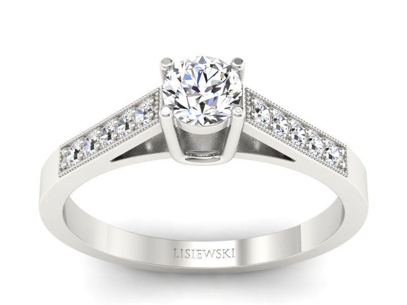 Złoty pierścionek z brylantami białe złoto - P15138b