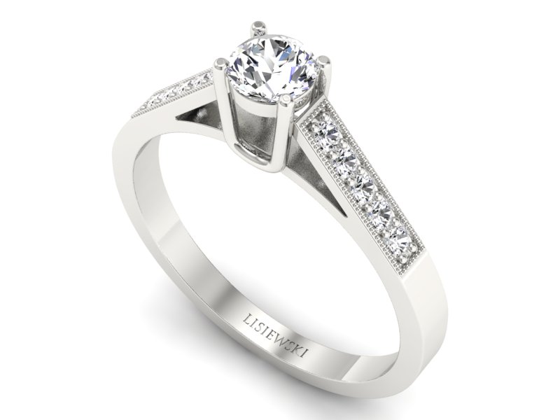 Złoty pierścionek z brylantami białe złoto - P15138b — zdjęcie 3