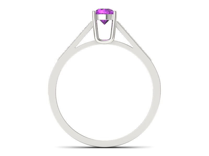 Złoty pierścionek z ametystem i brylantami - P15138bam — zdjęcie 2