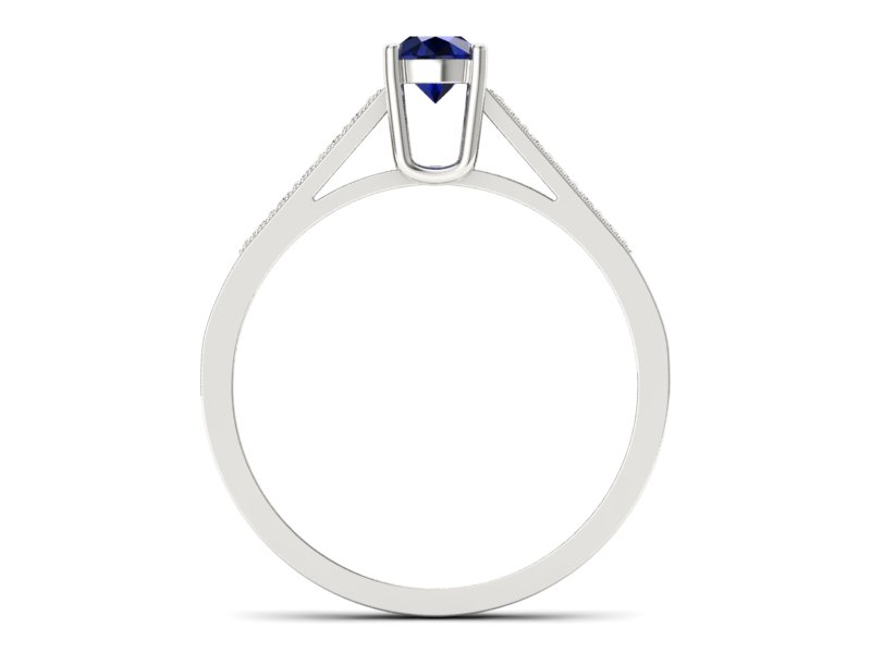 Pierścionek z szafirem i brylantami białe złoto - P15138bsz — zdjęcie 2