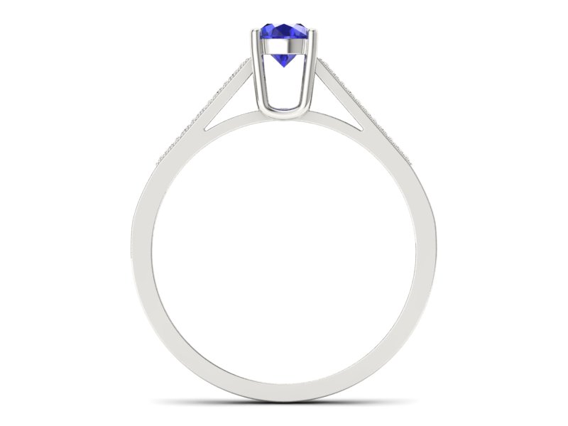 Pierścionek z szafirem białe złoto z brylantami - P15138bszc — zdjęcie 2