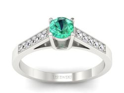 Złoty Pierścionek ze szmaragdem i brylantami - P15138bszm