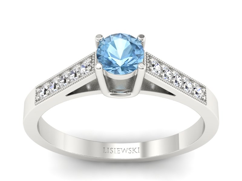 Pierścionek z topazem i brylantami białe złoto - P15138btp