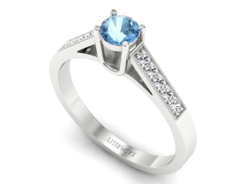 Pierścionek z topazem i brylantami białe złoto - P15138btp — zdjęcie 3