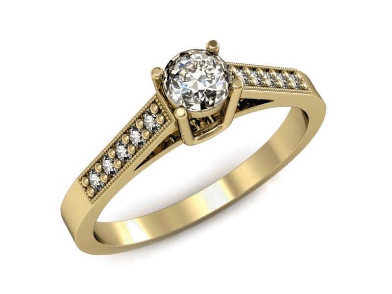 Pierścionek zaręczynowy z brylantami w żółtym złocie - P15138z