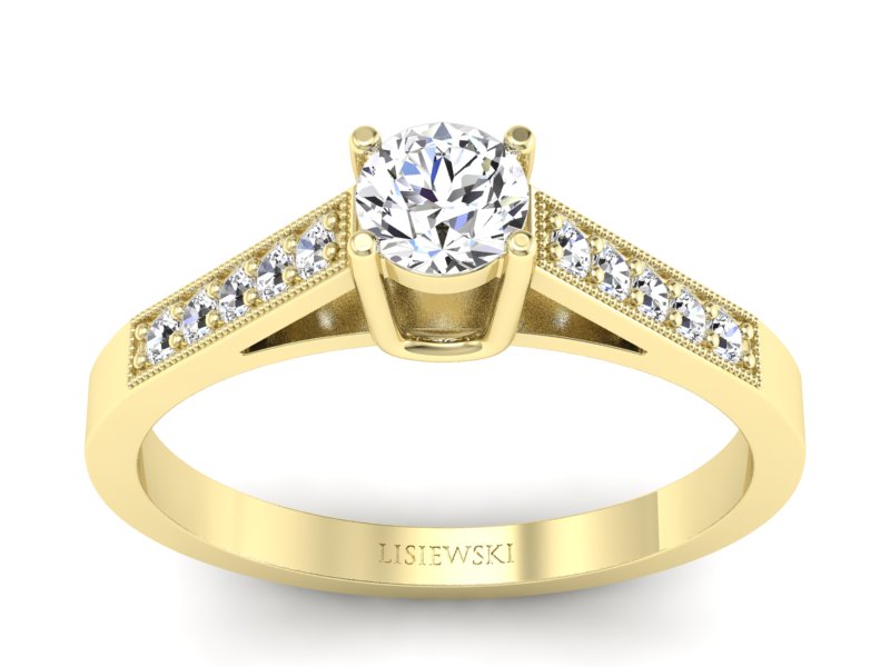 Pierścionek zaręczynowy z brylantami żółte złoto - P15138z