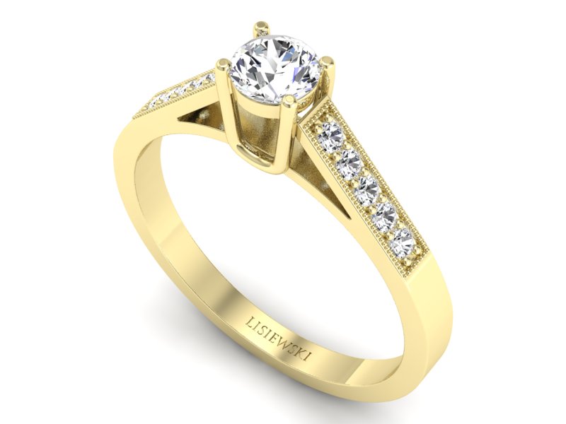 Pierścionek zaręczynowy z brylantami żółte złoto - P15138z — zdjęcie 3