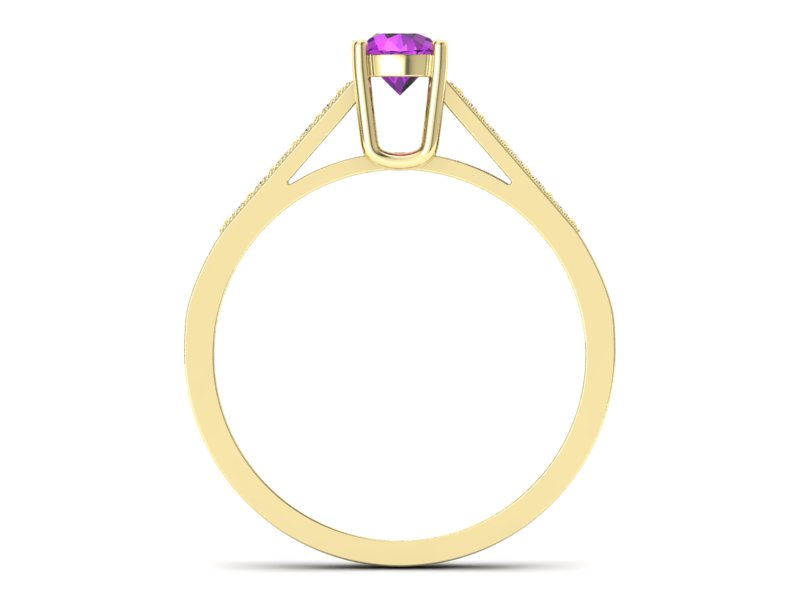 Pierścionek ametyst i brylanty żółte złoto - P15138zam — zdjęcie 2
