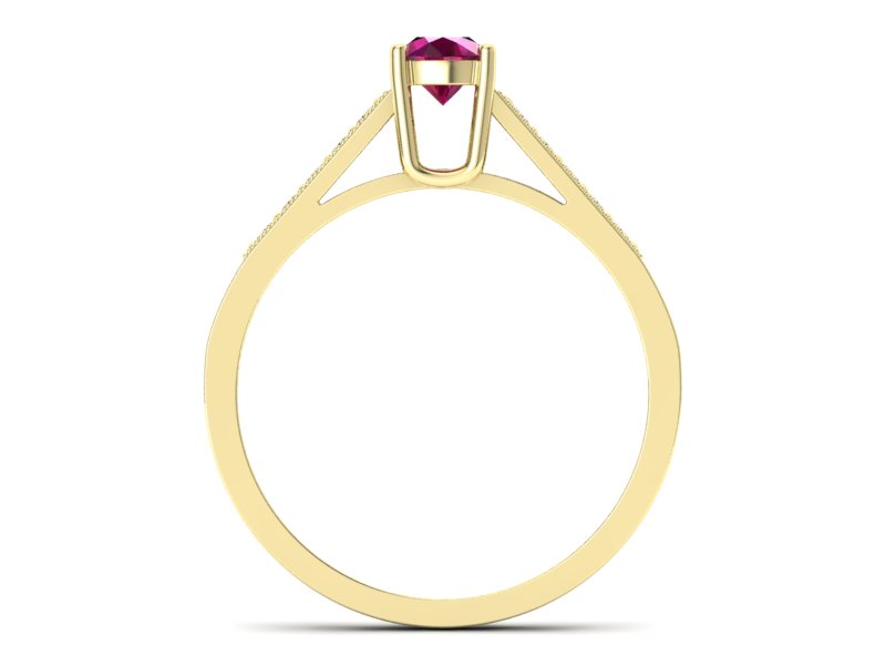 Pierścionek z rubinem i brylantami żółte złoto - P15138zr — zdjęcie 2