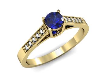 Złoty pierścionek z szafirem i diamentami złoto - P15138zszc - 1