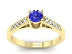 Złoty pierścionek z szafirem i diamentami - P15138zszc