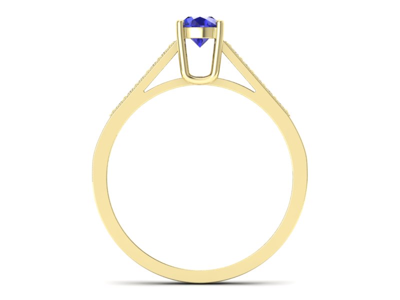 Złoty pierścionek z szafirem i diamentami - P15138zszc — zdjęcie 2