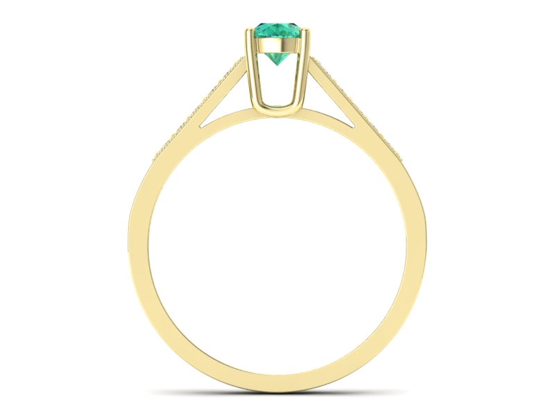 Złoty pierścionek ze szmaragdem i diamentami - P15138zszm — zdjęcie 2