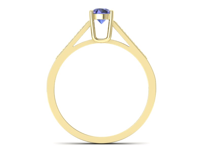 Pierścionek z tanzanitem i brylantami żółte złoto - P15138zt — zdjęcie 2