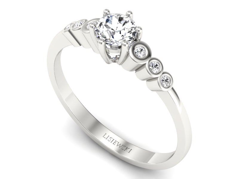 Pierścionek zaręczynowy z brylantami białe złoto - P15140b — zdjęcie 3