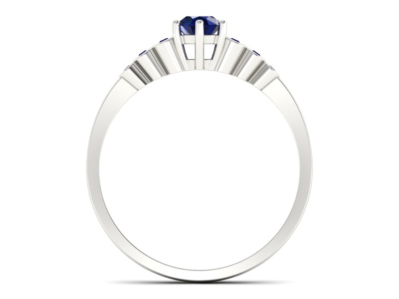 Pierścionek z szafirem i brylantami białe złoto - P15140bsz — zdjęcie 2