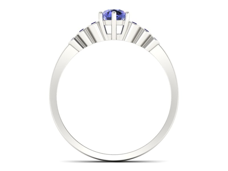 Pierścionek z tanzanitem białe złoto i brylantami - P15140bt — zdjęcie 2