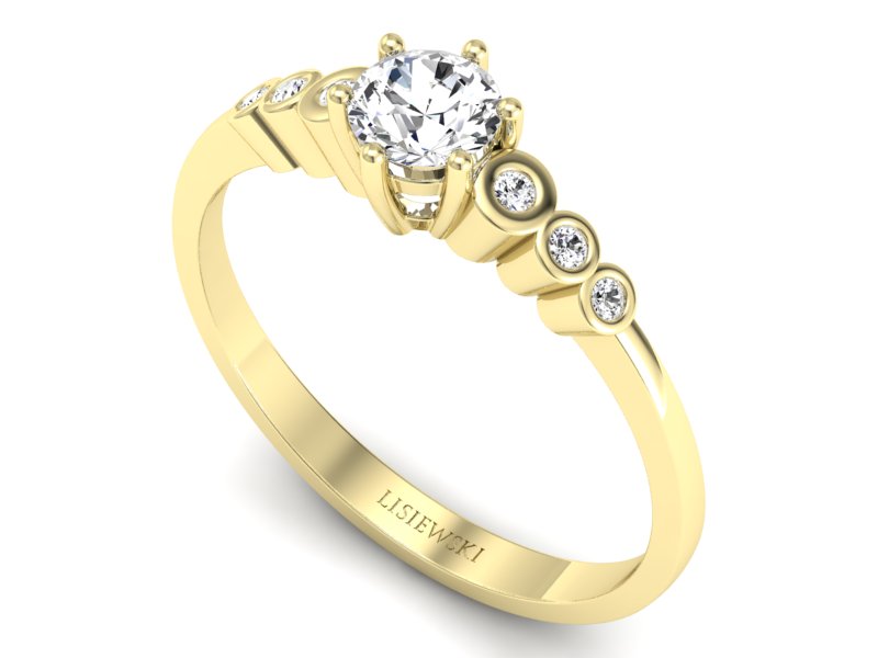 Złoty pierścionek z brylantami żółte złoto - P15140z — zdjęcie 3