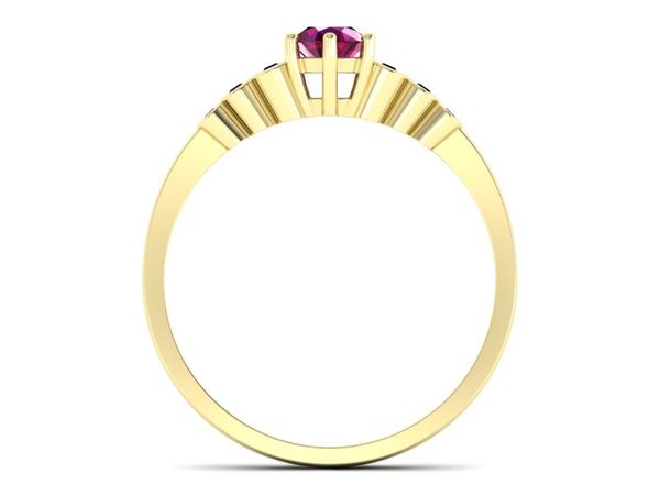Złoty pierścionek z rubinem i brylantami - P15140zr