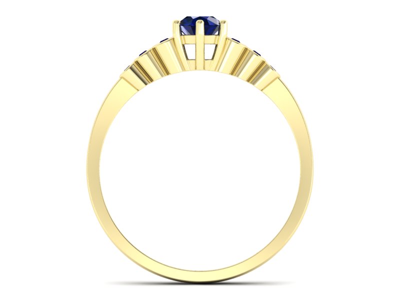 Złoty pierścionek z szafirem i brylantami - P15140zsz — zdjęcie 2