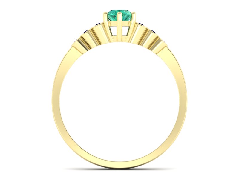 Złoty pierścionek ze szmaragdem i brylantami - P15140zszm — zdjęcie 2