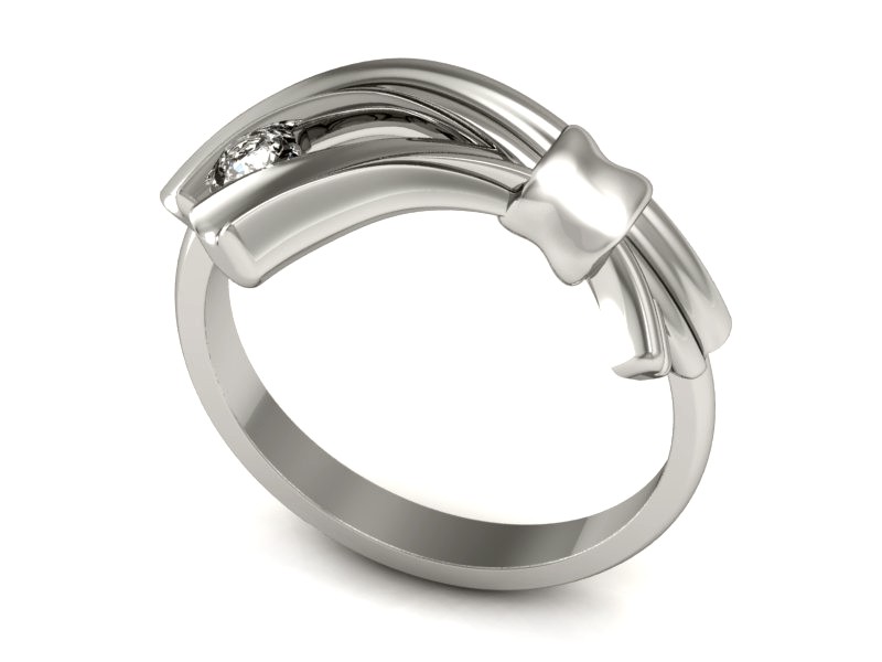 Złoty pierścionek z brylantem białe złoto - P15142b — zdjęcie 3